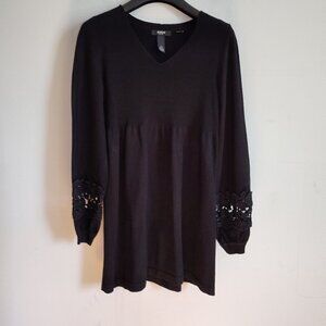 Ladies SZ PP Alfani Black Babydoll Sweater Knit Mini Dress